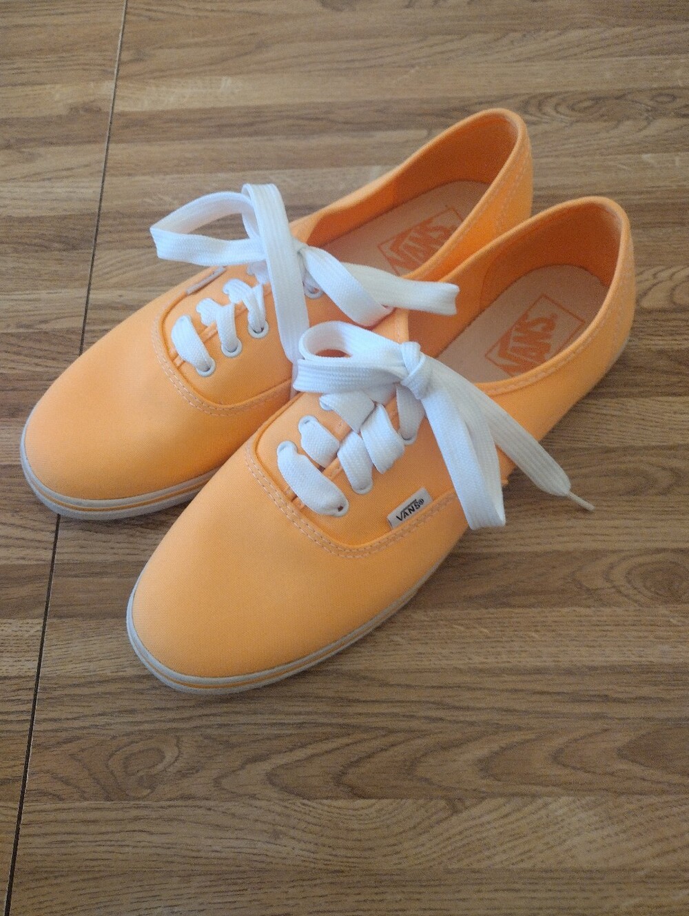 Vans Women's Neon Orange Canvas Low-Top Sneakers with White Laces